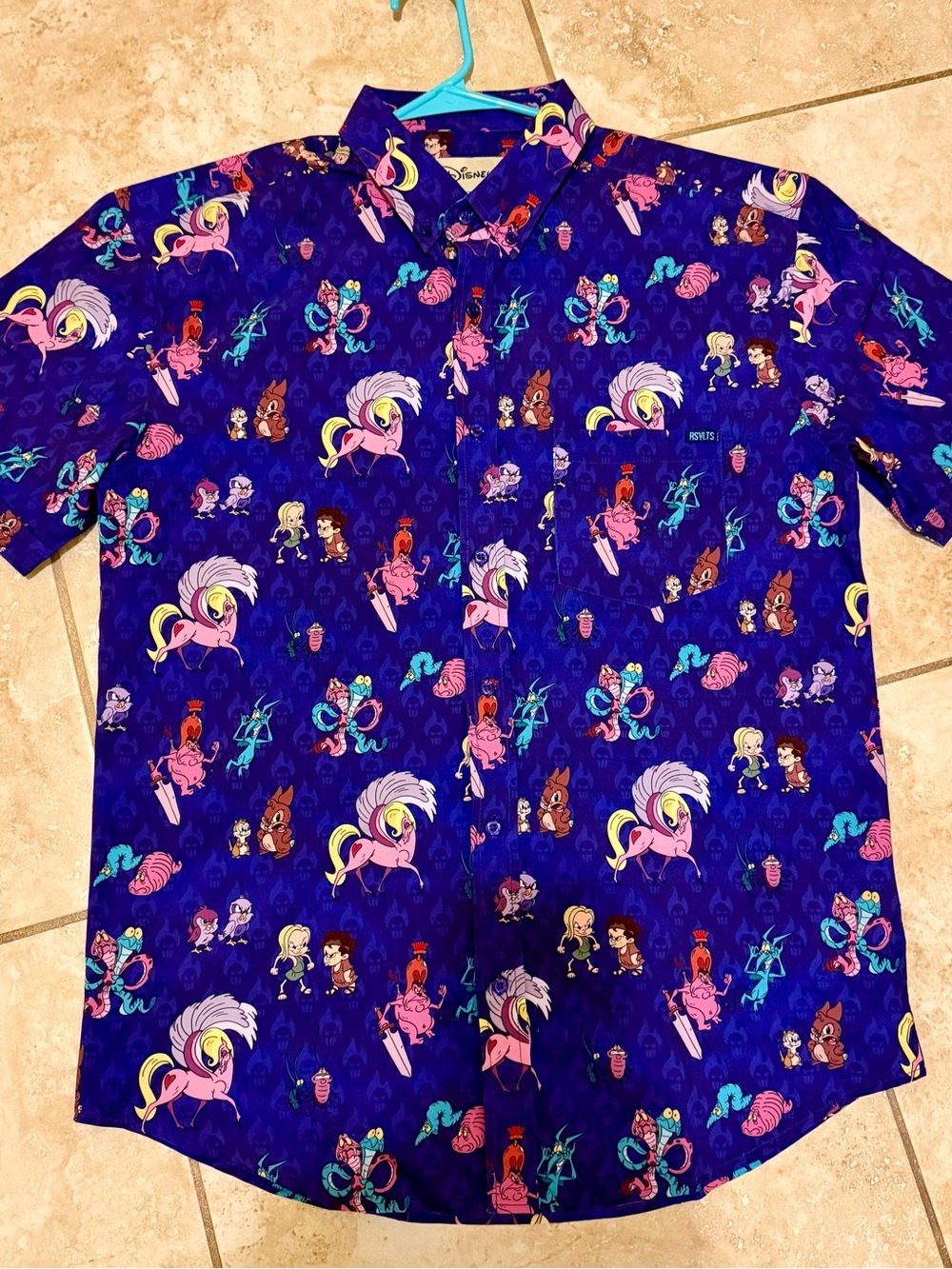 RSVLTS Disney Hercules Pain & Panic Button-Down Shirt size large